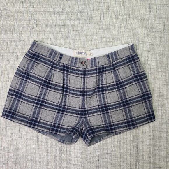 Boden Johnnie B Blue Gray Plaid Wool Shorts Womens Size 30 Mid Rise - Picture 1 of 3